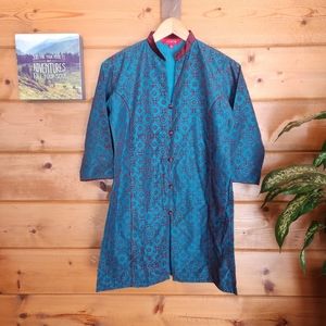 Juliet 💜 Kurta Kurti Indian Pakistan Tunic Top Shirt Hand Block Embroider Geo M